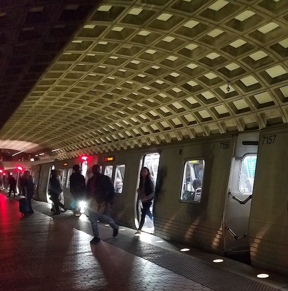 Metro riders exit a Red Line train at the Gallery Place-Chinatown station in D.C. on Nov. 2. (William J. Ford/The Washington Informer)