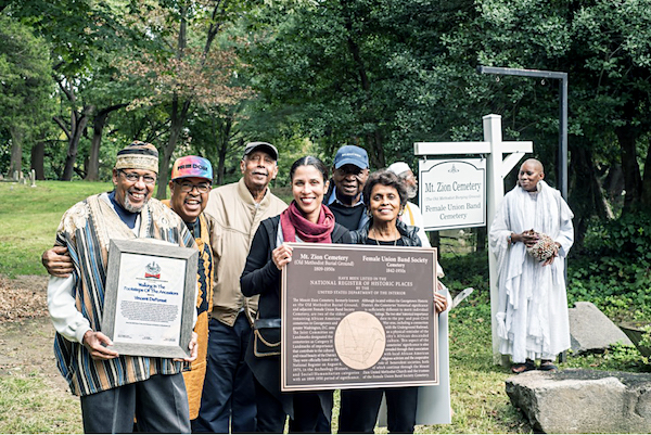 Board members of the historical Black preservation project in Georgetown - Mt. Zion Church - Female Union Band Society Cemetery at a libation ceremony (Courtesy of Mt. Zion Church-FUBS)