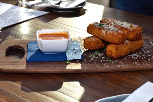 Gruyere and chive grit fries appetizer served with a creole tomato sauce at Due South in the Navy Yard/Capitol Riverfront area in D.C., seen here on Jan. 8 (Robert Roberts/The Washington Informer)