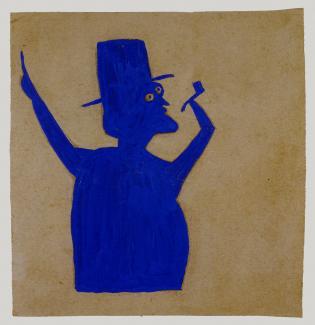 "Truncated Blue Man with Pipe" (ca. 1939-1942) by Bill Traylor. (Photo courtesy Smithsonian American Art Museum)