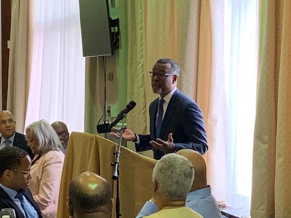 Eddie S. Glaude Jr., a professor and chair of the Department of Religion and African American studies at Princeton University, speaks during Shiloh Baptist Church's 28th annual Martin Luther King Jr. Prayer Breakfast in D.C. on Jan. 19. (Hamil R. Harris/The Washington Informer)