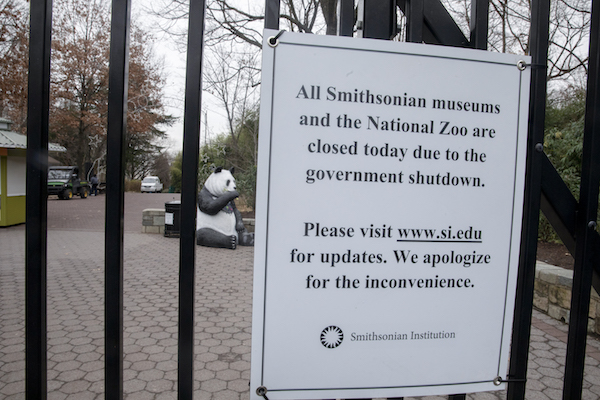 The Smithsonian National Zoo Main gate is closed to the public on Jan. 2, 2019, in Washington, D.C. With the new Congress scheduled to start on Jan. 3, Congressional Democrats and Republicans have not come to a bipartisan solution to President Donald Trump's demands for more money to build a wall along the U.S.-Mexico border (Tasos Katopodis/Getty Images)