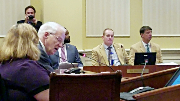 William E. "Brit" Kirwan (second from left) briefs two Maryland Senate committees in Annapolis on a proposal to restructure the state's public education system on Jan. 24. (William J. Ford/The Washington Informer)