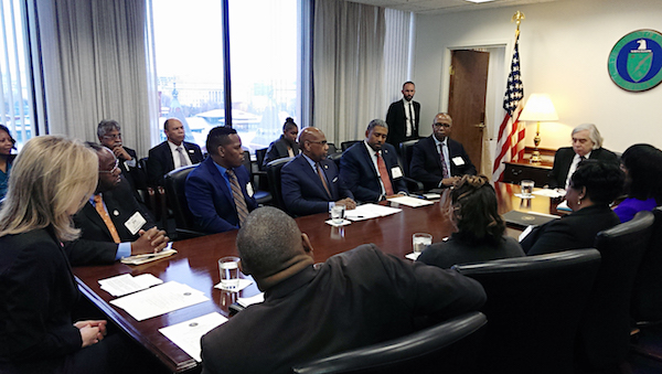Members of the HBCU Coalition meet to discuss opportunity zones. (Courtesy of Morgan State University)