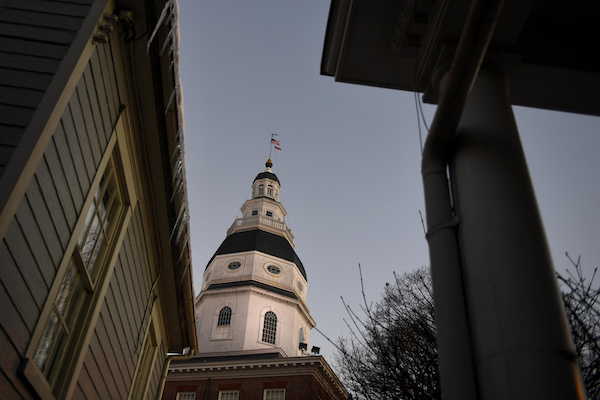 **FILE** The sun begins to rise over the Maryland State House on January 16, 2019 in Annapolis. (Photo by Katherine Frey/The Washington Post via Getty Images)