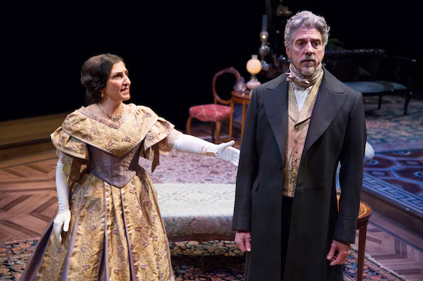 Janet Hayatshahi (Elizabeth Almond) and James Whalen (Dr. Austin Sloper) star in "The Heiress." (C. Stanley Photography)