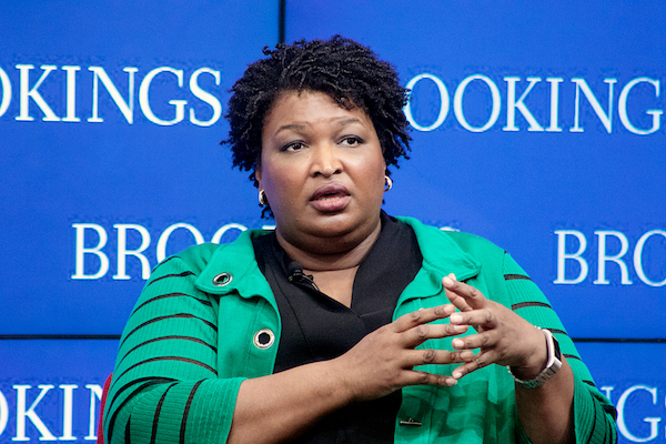 2018 Georgia Democratic gubernatorial candidate Stacey Abrams discusses her fight to end voter suppression during a conversation at the Brookings Institution in northwest D.C. on Feb. 15. (Shevry Lassiter/The Washington Informer)