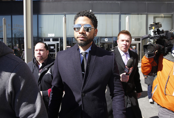 Actor Jussie Smollett leaves the Leighton Courthouse after his court appearance on March 26, 2019 in Chicago, Illinois. This morning in court it was announced that all charges were dropped against the actor. (Photo by Nuccio DiNuzzo/Getty Images)