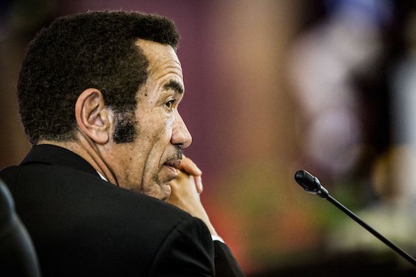 **FILE** President Ian Khama of the Republic of Botswana is pictured at the 37th Southern African Development Community (SADC) Summit of Heads of State and Government at the OR Tambo Building in Pretoria on August 19, 2017. The theme of the two-day Summit attended by heads of state from the 15 member nations is: partnering with the private sector in developing industry and regional value chains. / AFP PHOTO / GULSHAN KHAN (Photo credit should read GULSHAN KHAN/AFP/Getty Images)