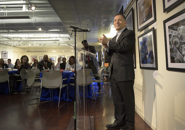 Dave Velazquez, president and CEO of Pepco Holdings, speaks during Pepco's Volunteer Recognition Breakfast in Pepco's Edison Place Gallery in D.C. on March 11. (Courtesy of Pepco Holdings)