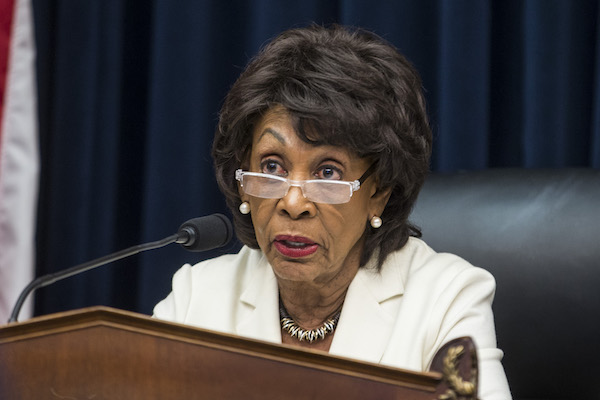 **FILE** House Financial Services Committee Chairman Maxine Waters (D-Calif.) speaks during a House Financial Services Committee Hearing on Capitol Hill on April 9, 2019 in Washington, DC. U.S. Secretary of Treasury Steve Mnuchin is testifying on the state of the international financial system. (Photo by Zach Gibson/Getty Images)