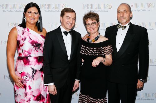 From left: Co-Chairs Josh and Sarah Eastright, The Phillips Collection Vradenburg Director and CEO Dorothy Kosinski and Thomas Krähenbühl attend the Phillips Collection's annual gala at Union Market in northeast D.C. on May 10. (Courtesy of Paul Morigi/The Phillips Collection)
