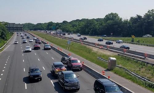 Vehicles travel along Interstate 495 in Morningside, Maryland, on May 19. (William J. Ford/The Washington Informer)