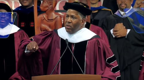 Billionaire philanthropist Robert F. Smith speaks at the 135th Commencement of Morehouse College on May 19.