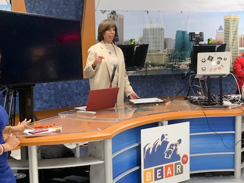 Baltimore Mayor Catherine Pugh speaks to students at Morgan State University before she stepped down. (Hamil R. Harris/The Washington Informer)