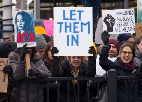 Americans protesting the 'Muslim ban' (Howard University News Service)