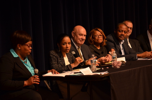 About 80 people signed up to speak about Prince George's County search for a permanent public schools CEO during a public hearing at Charles H. Flowers High School in Springdale on May 13. (William J. Ford/The Washington Informer)