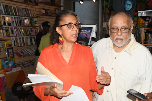 Haile and Shirikiana Aina Gerima, owners of Sankofa Video, Books and Café, host a rally and concert on June 1 in support of their fight for tax abatement to ease the financial tax burden facing the café. (Roy Lewis/The Washington Informer)