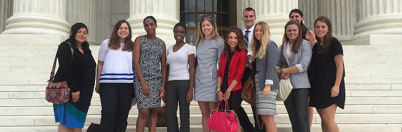 Participating students in American University’s Washington Semester Program stand on the steps of the Capitol in D.C. (Courtesy of American University)