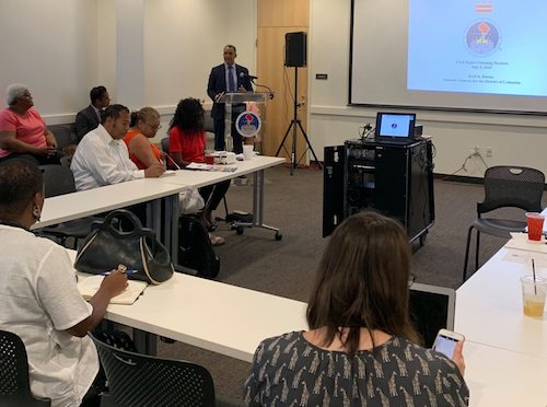 D.C. Attorney General Karl Racine leads community listening session on civil rights at the Emery Heights Community Center in Northwest. (WI photo)