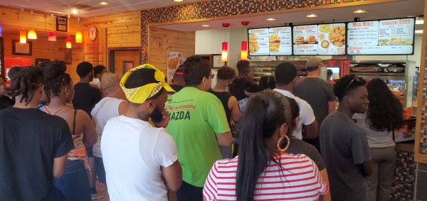Customers pack Popeyes restaurant in Chesterfield County, Virginia, amid the recent frenzy over the restaurant's new chicken sandwich. (Dorothy Rowley/The Washington Informer)