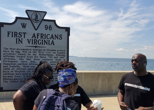 Thousands of people, including this group from Africa, traveled to Fort Monroe in Hampton, Va., the weekend of Aug. 23-25, 2019, in remembrance of the first enslaved Africans brought in 1619 to North America. (Dorothy Rowley/The Washington Informer)