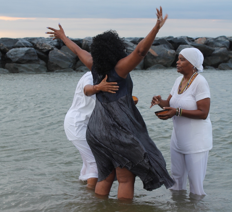A spiritual cleansing ceremony at Buckroe Beach on Aug. 24 marked the 400-year commemoration of the first landing enslaved Africans at Fort Comfort, Va. (DR Barnes/The Washington Informer)