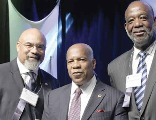 The Rev. Dr. Timothy Stewart (center), PNBC 58th president, kicked off the 58th Annual Session at the Historic Ebenezer Baptist Church along with two of his trusted allies. (Roy Lewis/The Washington Informer)