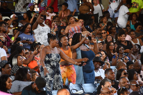 Concertgoers at the 2019 Summer Spirit Festival, presented by CD Enterprises on Saturday, Aug. 3, at the Merriweather Post Pavilion in Columbia, Md., on their feet dancing to homegrown sounds from Backyard Band, Be’la Dona featuring Sugar Bear of EU, Sirius Company, and R&B and soul from Jhene Aiko, Raphael Saadiq and many more. (Anthony Tilghman/The Washington Informer)