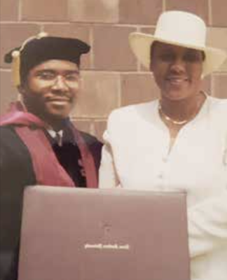Lee Ross and her son, Dr. Robert Edwards III, following his law school graduation (Courtesy of Ross family)