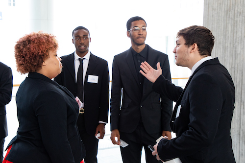 From left: Leah Pearcy, Sharrif Cox-Davis, Yolonte' Armstrong and Gabriel Fernandez, Urban Alliance DC students at the 2019 Public Speaking Challenge (Courtesy photo)