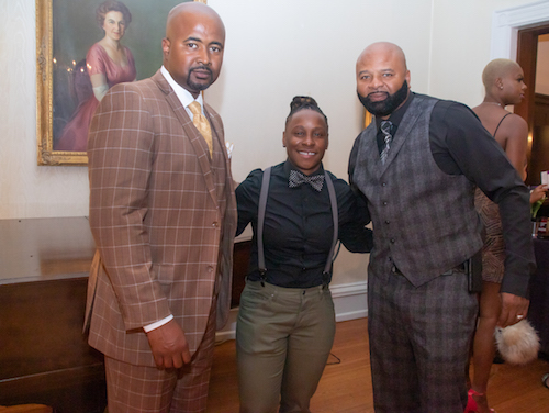 Sean Yisrael (left) and Gregory Lawrence (right), owners of Markell-Bani Fine Wines and Sparkling Beverages, was just one of the featured presenters at the fourth annual Black Owned Wine and Spirits Festival sponsored by Chanel Turner (center), owner of FOU-DRE Vodka, at Dock 5 in northeast D.C. on Sept. 28. (Shevry Lassiter/The Washington Informer)