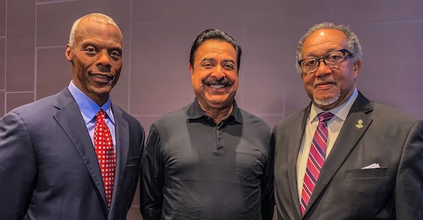 NNPA President and CEO Benjamin F. Chavis Jr. (right), who participated in the teleconference, said the NNPA's partnership with the BNC is a profound win-win for Black America. Also pictured are former Republican U.S. Rep. J.C. Watts (left), chairman of BNC, and Jacksonville Jaguars owner Shad Khan, who is a primary investor in the new network. (Courtesy of NNPA Newswire)