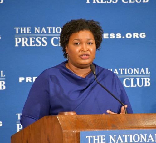 Former Georgia gubernatorial candidate Stacey Abrams speaks at the National Press Club in D.C. on Nov. 15. (Anthony Tilghman/The Washington Informer)