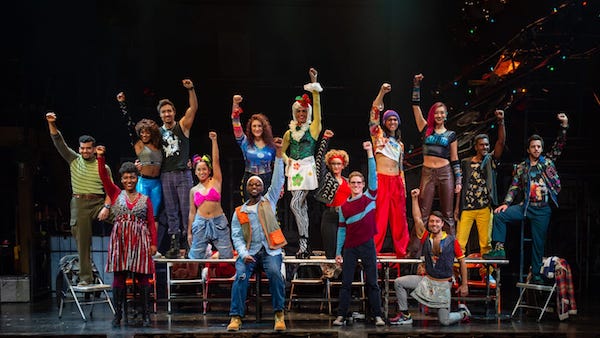 The cast of "Rent" prepares for the return of the award-winning musical which comes to the District at the National Theatre for its highly anticipated 20th-anniversary tour production, Nov. 12-17. (Courtesy of National Theatre)