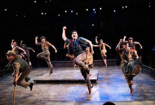 The cast of Disney's "Newsies," running through Dec. 22 at Arena Stage at the Mead Center for American Theater (Courtesy of Margot Schulman)
