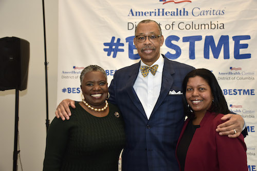 Stephanie Hafiz, director of Member Engagement for AmeriHealth Caritas DC, Carl L. Champman Sr., director, Provider Network Management for AmeriHealth Caritas, and LaSonya ander, HR Business Partner Client Services for AmeriHealth Caritas during the Pathways to Work graduation program in northwest D.C. on Dec. 4. (Robert R. Roberts/The Washington Informer)
