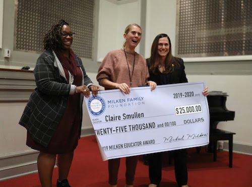 Art teacher Claire Smullen won her Milken Award this fall for her efforts at Stuart-Hobson Middle School. (DCPS photo)