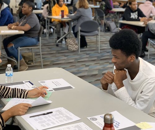 More than 70 students at Anacostia High School recently participated in mock interviews to hone their career-ready skills. (DCPS photo)