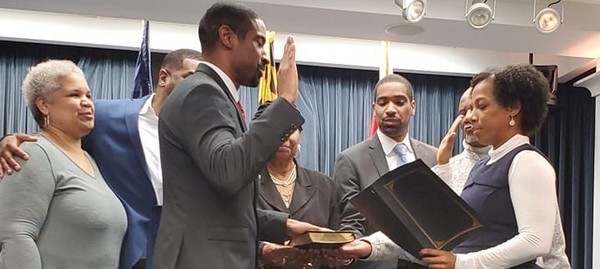Bryan Swann was sworn in to fill the vacant District 4 seat on the Prince George's County Board of Education, following appointment by Prince George's County Executive Angela Alsobrooks. (PGC BOE photo)