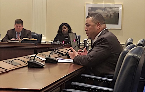 Maryland Del. Jay Walker testifies in favor of state legislation to make financial literacy a requirement for high school graduates. (William J. Ford/The Washington Informer)
