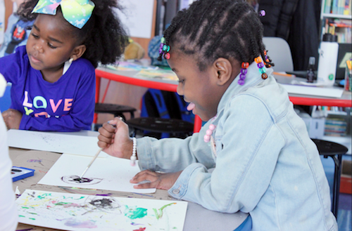 As participants in the "Intermission" program, pre-K students can choose from a range of topics such as food, science, and animation to help them find inspiration to draw their own cartoons. (Courtesy of Inspired Teaching Demonstration PCS)