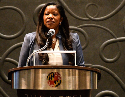 **FILE** Prince George's County State's Attorney Aisha Braveboy speaks during the State of Justice Symposium in College Park, Maryland, on Sept. 10, 2019. (Anthony Tilghman/The Washington Informer)