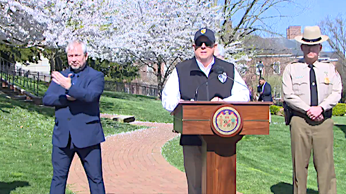 Maryland Gov. Larry Hogan holds a press conference in Annapolis on March 30 to announce a statewide stay-at-home order amid the global coronavirus pandemic.