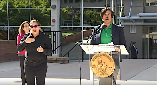 D.C. Muriel Bowser holds a press conference on March 30 to give an update on the city's response to the global coronavirus pandemic.
