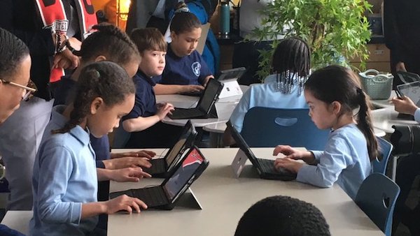 Students across the District are seeing new Microsoft Surface Go devices such as laptop tablet hybrids in their classrooms as part of the Empowered Learners Initiative (ELi) announced by D.C. Mayor Muriel Bowser. (DCPS photo)