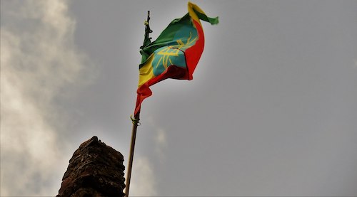 **FILE** Ethiopian flag at Gondar Castle (Chuck Moravec via Wikimedia Commons)