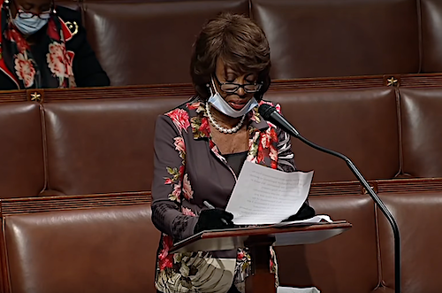 Rep. Maxine Waters (D-Calif.) speaks from the House floor at the U.S. Capitol in Washington, D.C., on April 23.