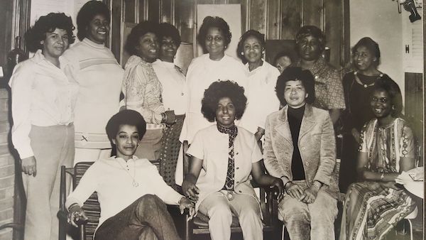Seated: Phyllis Jenkins, Lauranne Sams, Betty Smith Williams and Ethelrine Shaw. Standing: Gloria Rookard, Betty Jo Davidson, Mary Harper, Doris Wilson, Mattiedna K. Johnson, Phyllis Davis, Mattie Watkins and Florrie Jefferson