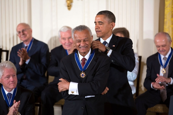 **FILE** President Barack Obama delivers awards the 2013 Presidential Medal of Freedom to Cordy Tindell "C.T.” Vivian during a ceremony in the East Room of the White House on Nov. 20, 2013. (Official White House Photo by Lawrence Jackson)